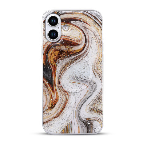 iPhone 16 Plus - Wit - Camera Marmer MagSafe Back Cover