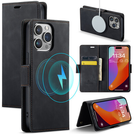 iPhone 15 Pro Max Charcoal Gray - MagSafe Book Case