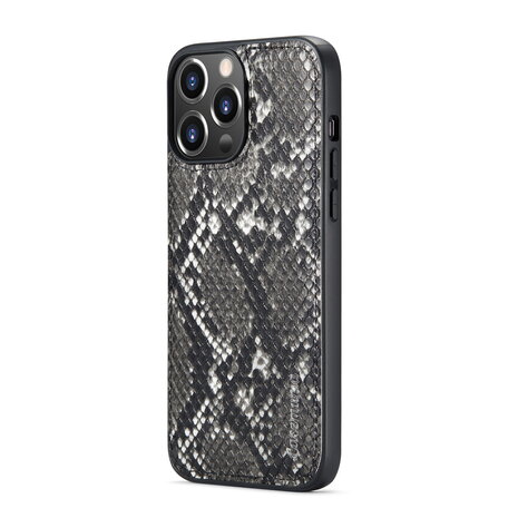 iPhone 13 Pro - Zwart - 2 in 1 Slangen Portemonnee Book Case met Rits