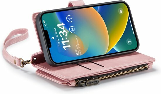iPhone 14 Pale Pink - Book Case met Rits