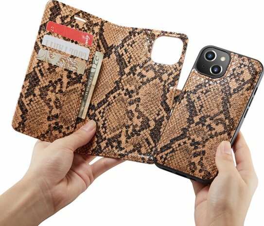 iPhone 13 Mini Beige - 2 in 1 Slangen Book Case