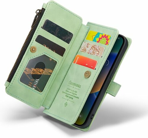 iPhone 14 Pistache Green - Book Case met Rits