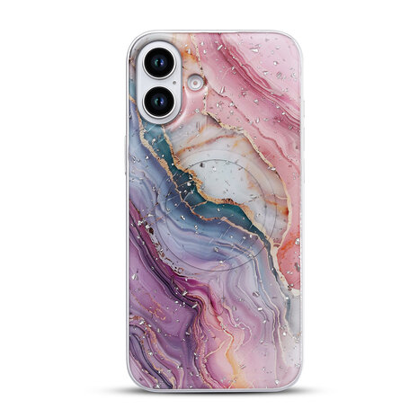 iPhone 16 Plus - Roze - Camera Marmer MagSafe Back Cover