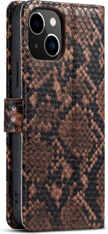 iPhone 13 Mini Bruin - Slangen Book Case