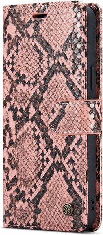 iPhone 13 Pro Max Roze - 2 in 1 Slangen Book Case