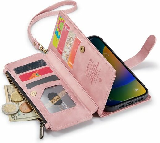 iPhone 14 Pro Pale Pink - Book Case met Rits