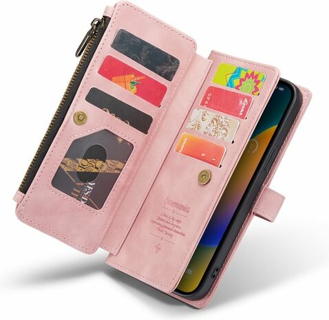 iPhone 14 Pro Pale Pink - Book Case met Rits