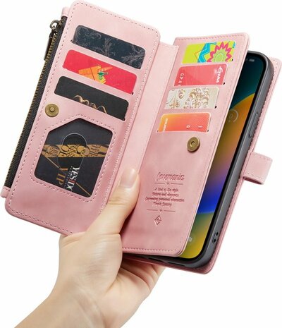 iPhone 14 Pro Pale Pink - Book Case met Rits