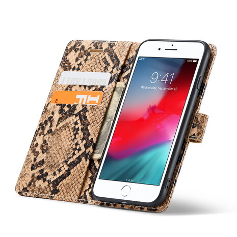 iPhone SE 2022 Beige - Slangen Book Case