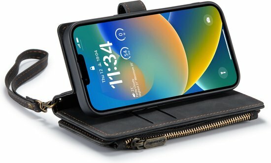 iPhone 14 Charcoal Gray - Book Case met Rits