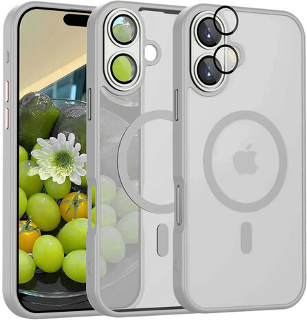 iPhone 16 Plus - Matte MagSafe Armor Back Cover - Grijs