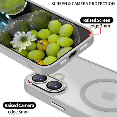 iPhone 16 Plus - Matte MagSafe Armor Back Cover - Grijs