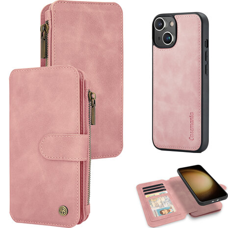 iPhone 15 - Pale Pink - 2 in 1 Rits Book Case