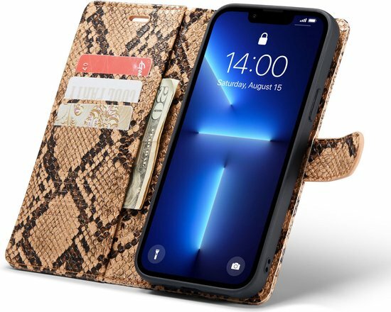 iPhone 13 Pro Beige - 2 in 1 Slangen Book Case