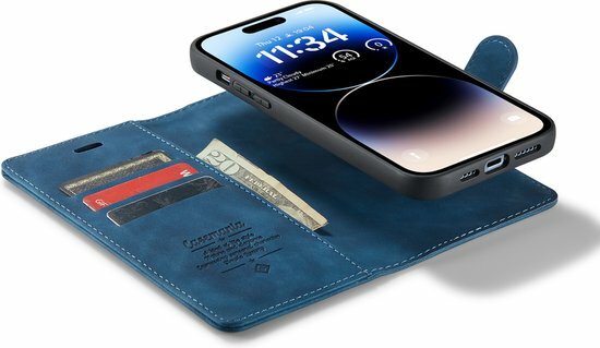 iPhone 14 Pro Max Navy Blue- 2 in 1 Book Case