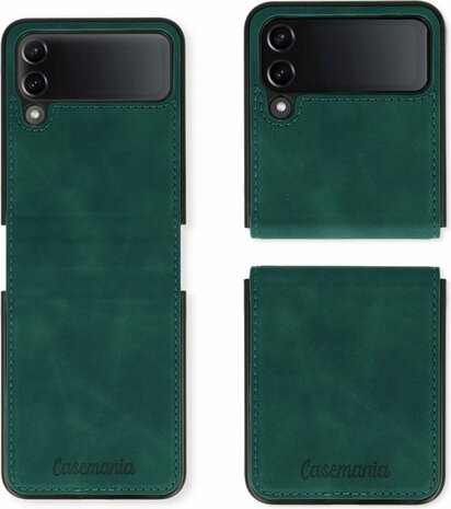 Samsung Z Flip 4 Emerald Green - Kunstlederen Back Cover