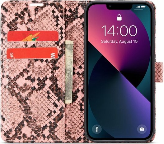 iPhone 13 Mini Roze - Slangen Book Case