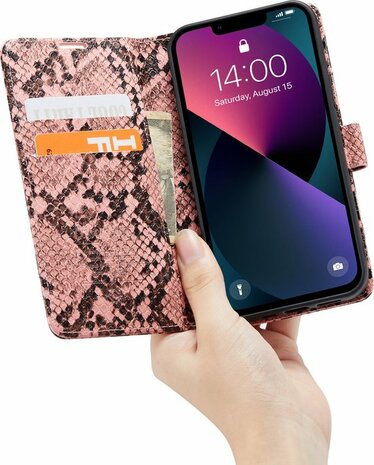 iPhone 13 Mini Roze - Slangen Book Case