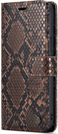 iPhone 13 Pro Bruin - 2 in 1 Slangen Book Case