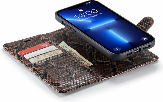 iPhone 13 Pro Bruin - 2 in 1 Slangen Book Case