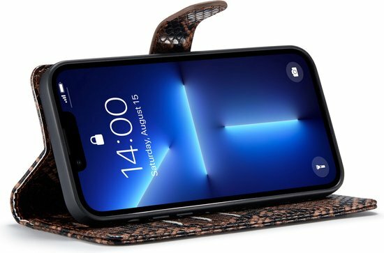 iPhone 13 Pro Bruin - 2 in 1 Slangen Book Case