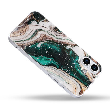 iPhone 16 Plus - Groen - Camera Marmer MagSafe Back Cover