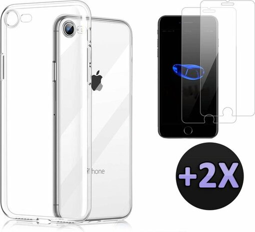 iPhone SE 2022-2020 - Back Cover &amp; 2x Glas - Transparant