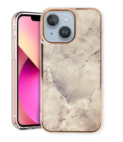 iPhone 15 - Marmer Back Cover - Steen