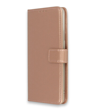 Moto G9 Plus - Book Case &amp; Glas - Rosegoud