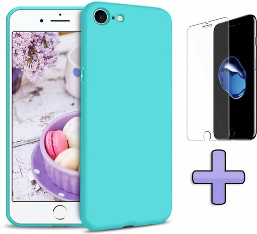 iPhone SE 2022-2020 - Back Cover &amp; Glas - Turquoise