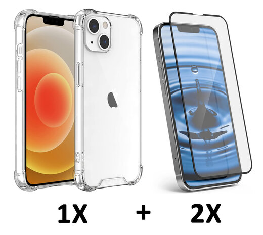 iPhone 15 Plus - Anti Shock &amp; 2x Full Glas - Transparant