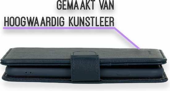 iPhone SE 2022-2020 - HQ Book Case &amp; Glas - Donker Blauw