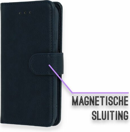iPhone SE 2022-2020 - HQ Book Case &amp; Glas - Donker Blauw