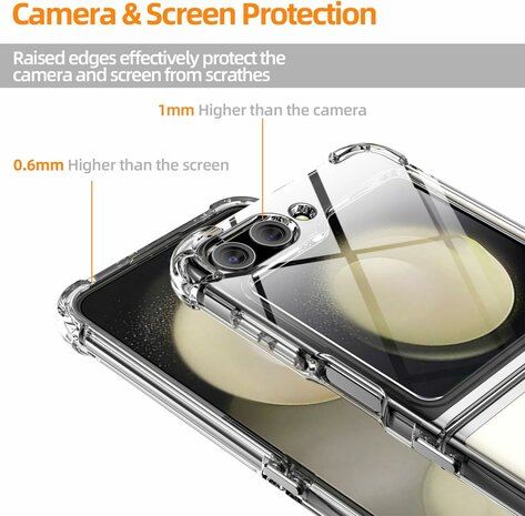 Samsung Z Flip 5 - Anti Shock - Transparant - Ingebouwd Screenprotector