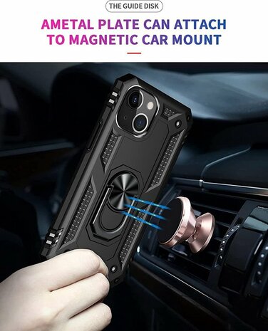 iPhone 13 Mini Zwart - Armor met Kickstand Ring