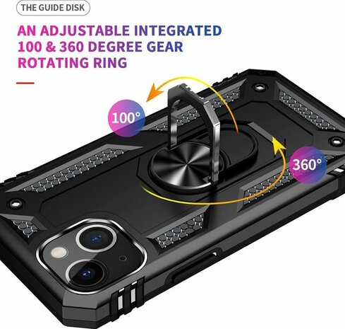 iPhone 13 Mini Zwart - Armor met Kickstand Ring