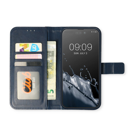 iPhone 15 - Book Case &amp; Glas - Blauw