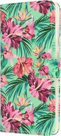Samsung A03S met Tropische Bloemen Print - Book Case