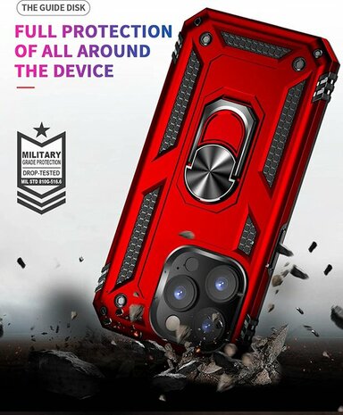 iPhone 14 Pro Rood - Armor met Kickstand Ring