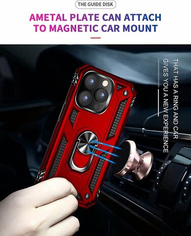 iPhone 14 Pro Rood - Armor met Kickstand Ring
