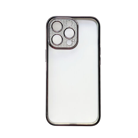 iPhone 13 Pro - Glitter Cam Back Cover - Zwart