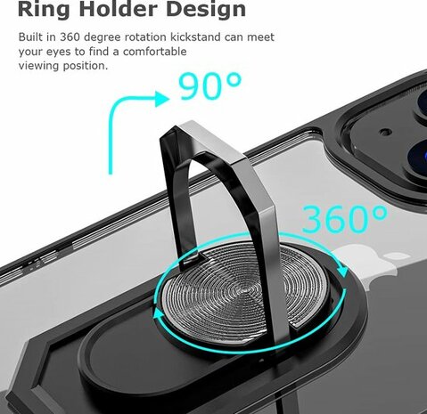 iPhone 14 Transparant - Armor met Kickstand Ring