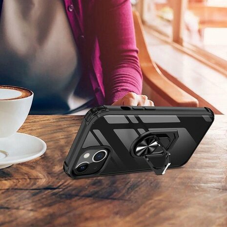 iPhone 14 Transparant - Armor met Kickstand Ring