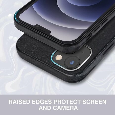iPhone 14 - Glitter Back Cover &amp; Glas - Zwart