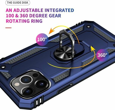 iPhone 13 Pro Blauw - Armor met Kickstand Ring