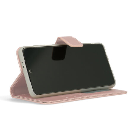iPhone 15 - Book Case &amp; Glas - Baby Roze