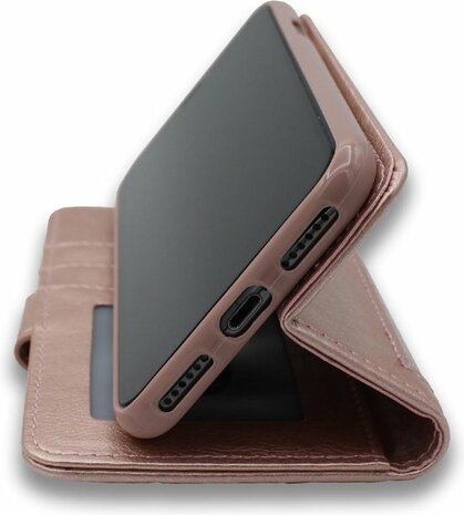 iPhone 12 Pro Max - HQ Book Case &amp; Full Glas - Rosegoud