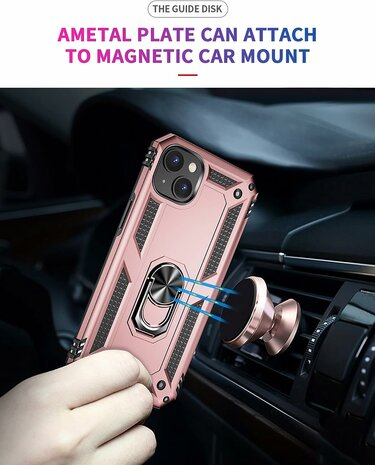 iPhone 15 Rosegoud - Armor met Kickstand Ring