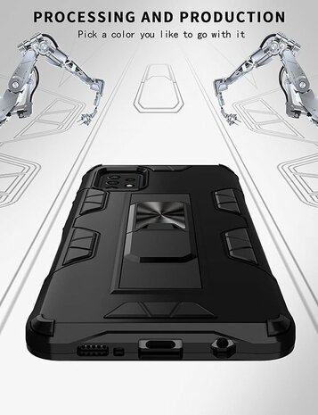 Samsung A72 Zwart &amp; Glas - Magnetic Kickstand Armor Case