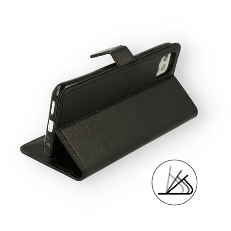 Moto G9 Plus - Book Case &amp; Glas - Zwart